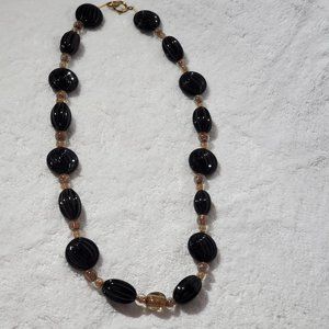 Black Beaded 15" Statement Necklace